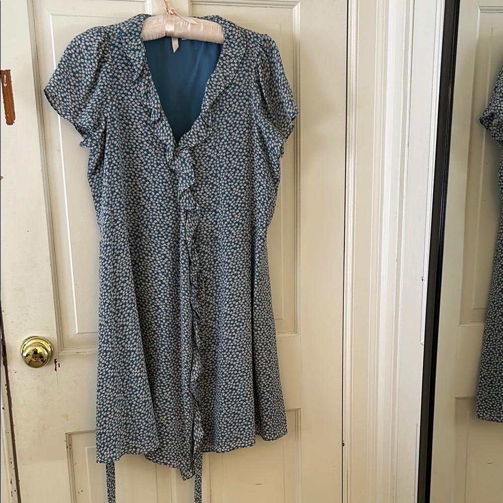 Madewell Blue Flutter Sleeve Sundress